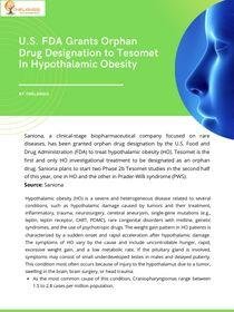 U.S. FDA Grants Orphan Drug Designation to Tesomet In Hypothalamic obesity (HO)